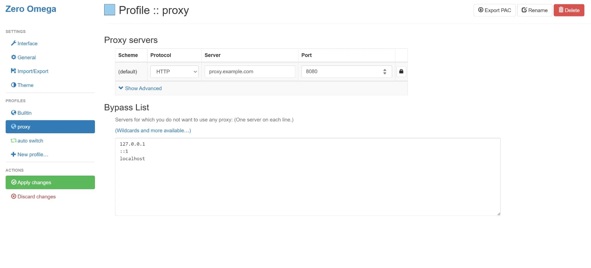 zeroOmega Chrome Extension