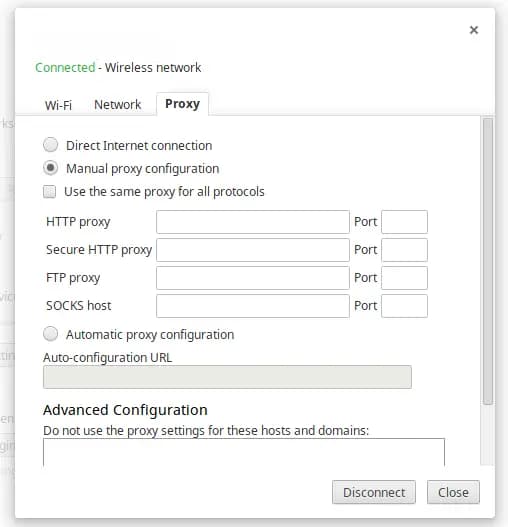 ChromeOS Proxy settings
