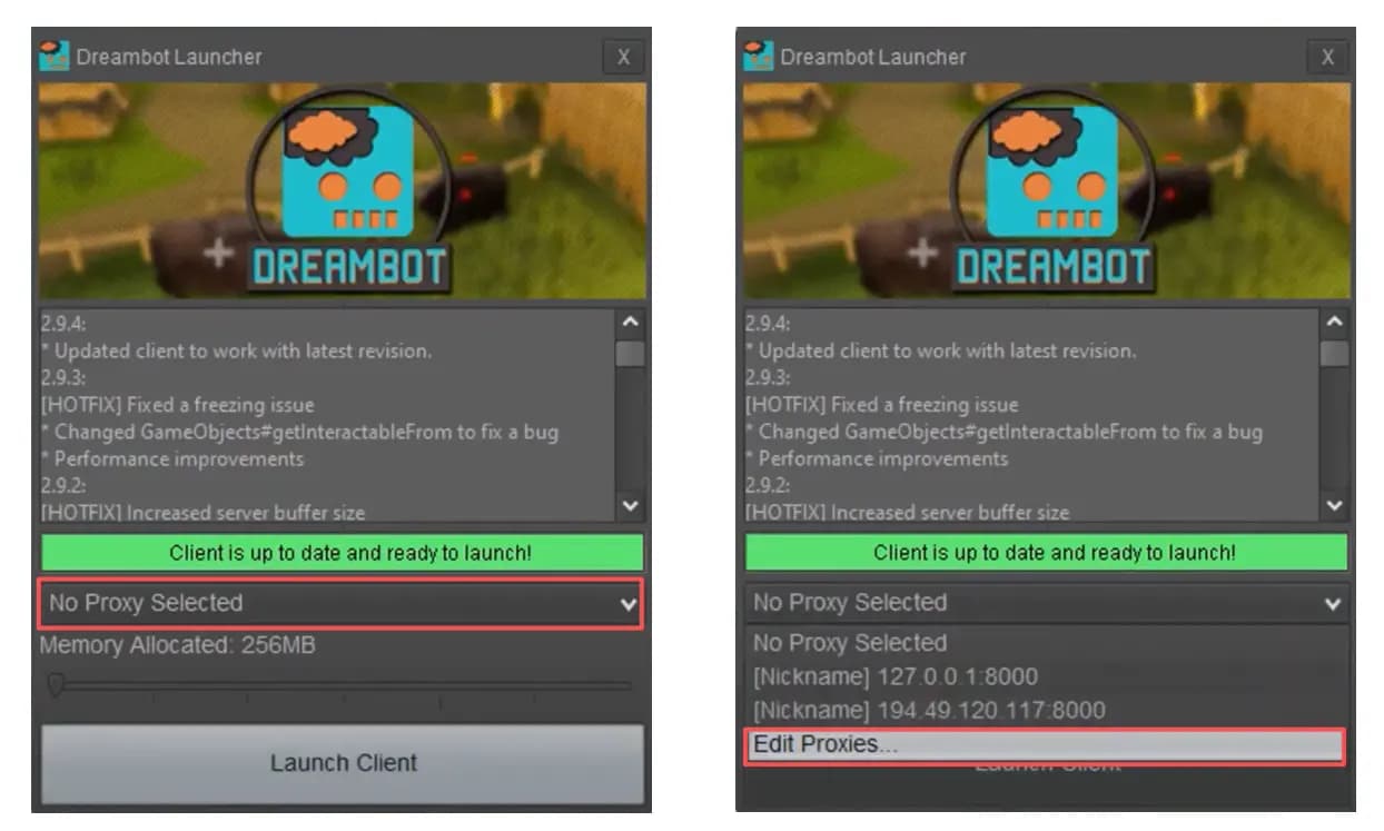 DreamBot proxy settings