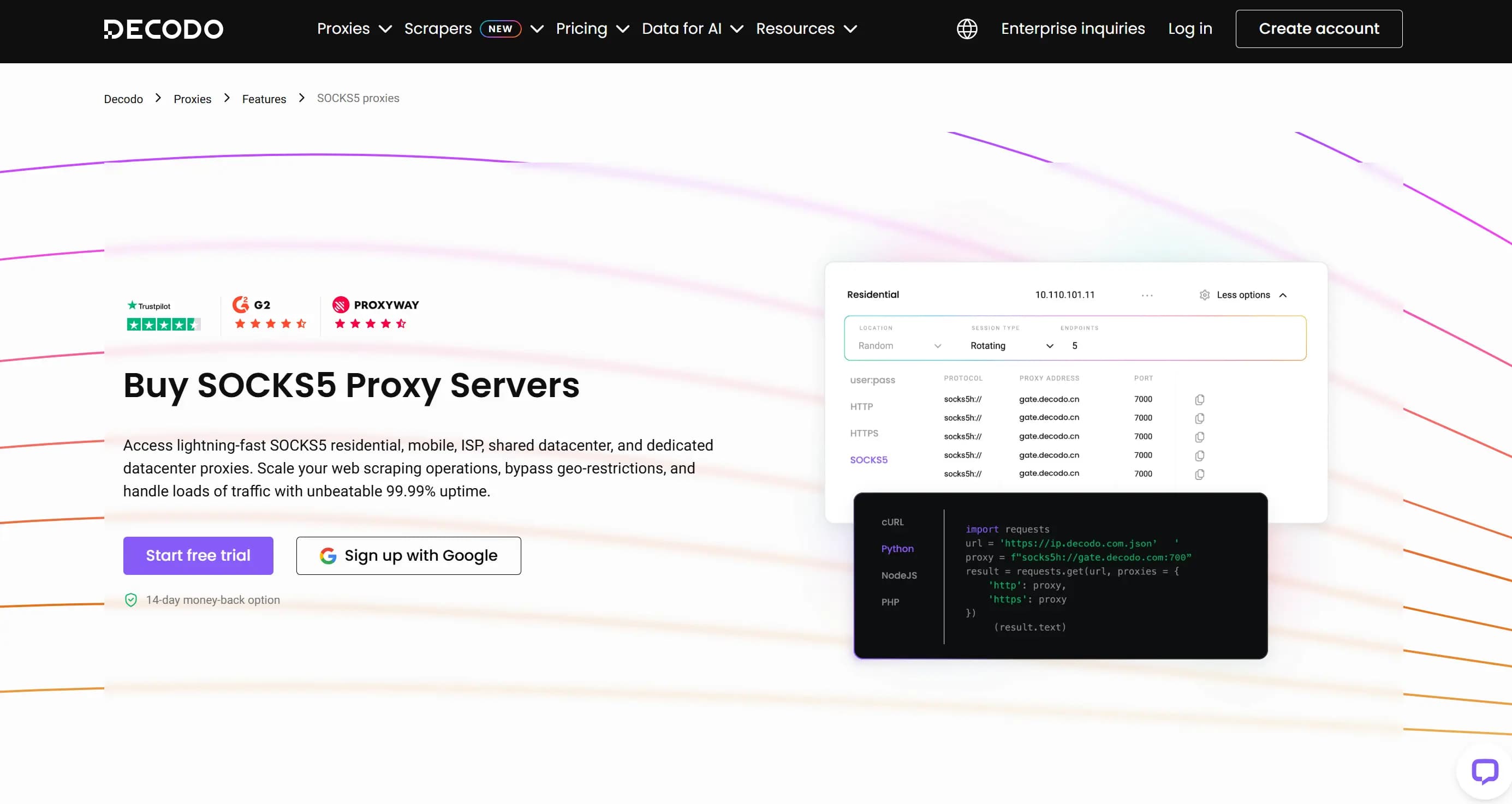 Decodo SOCKS5 Proxy