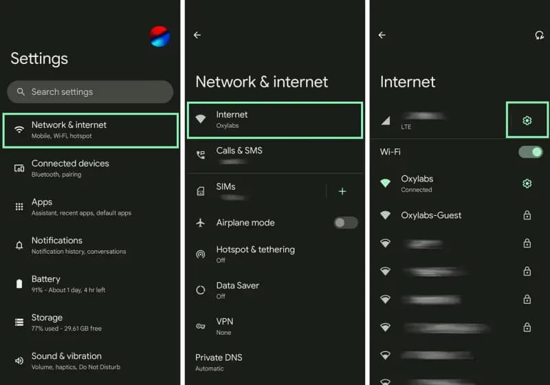 Internet on Android