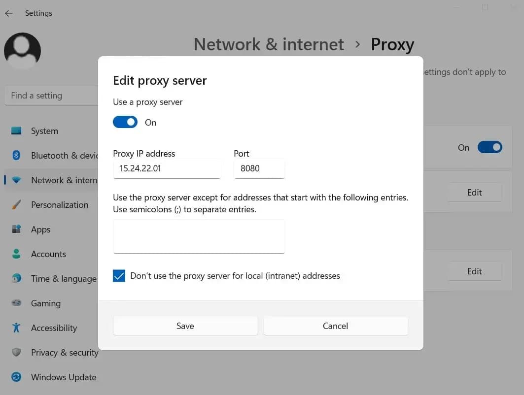 Proxy Settings on Windows