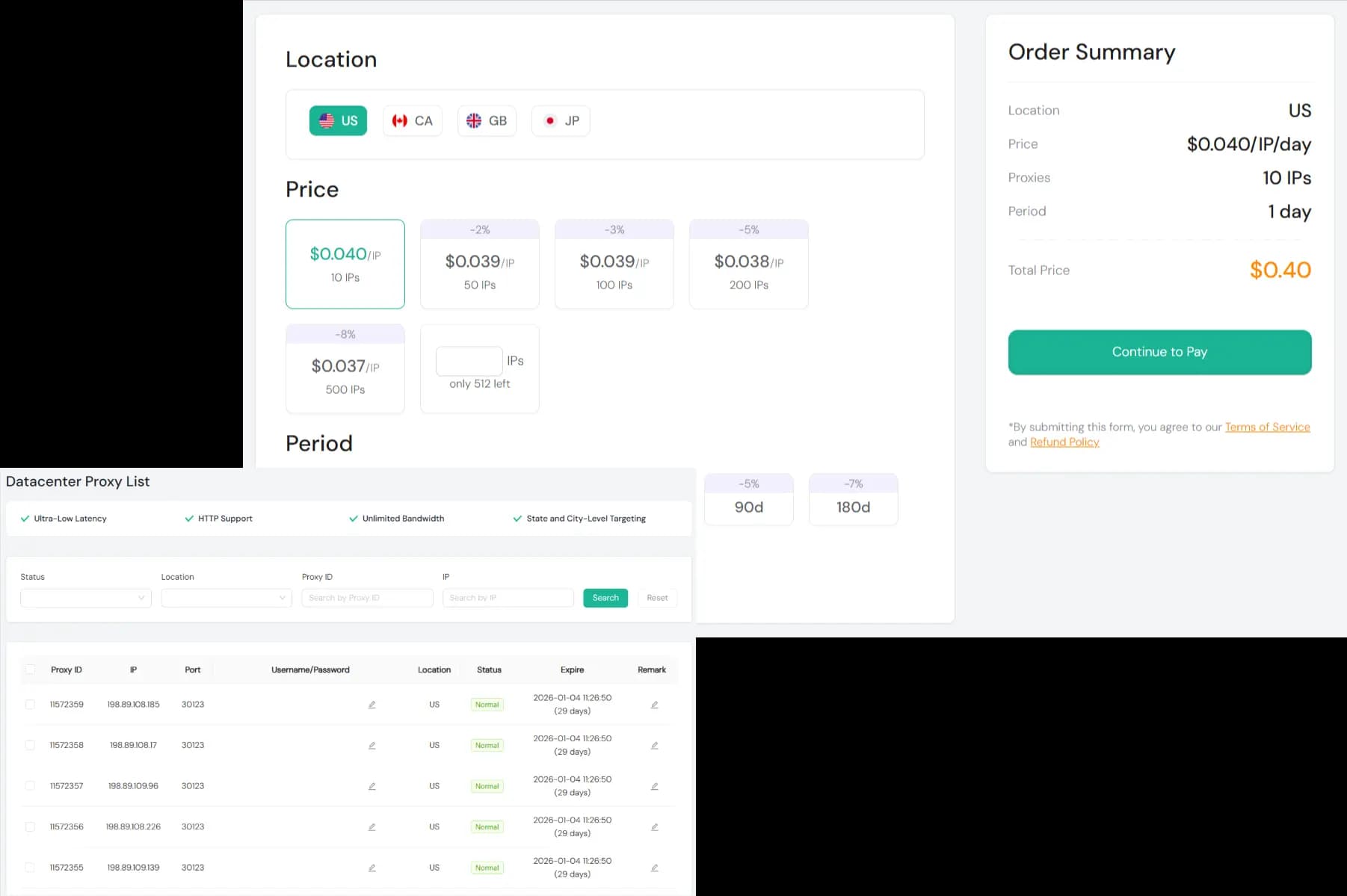 Datacenter proxies setup