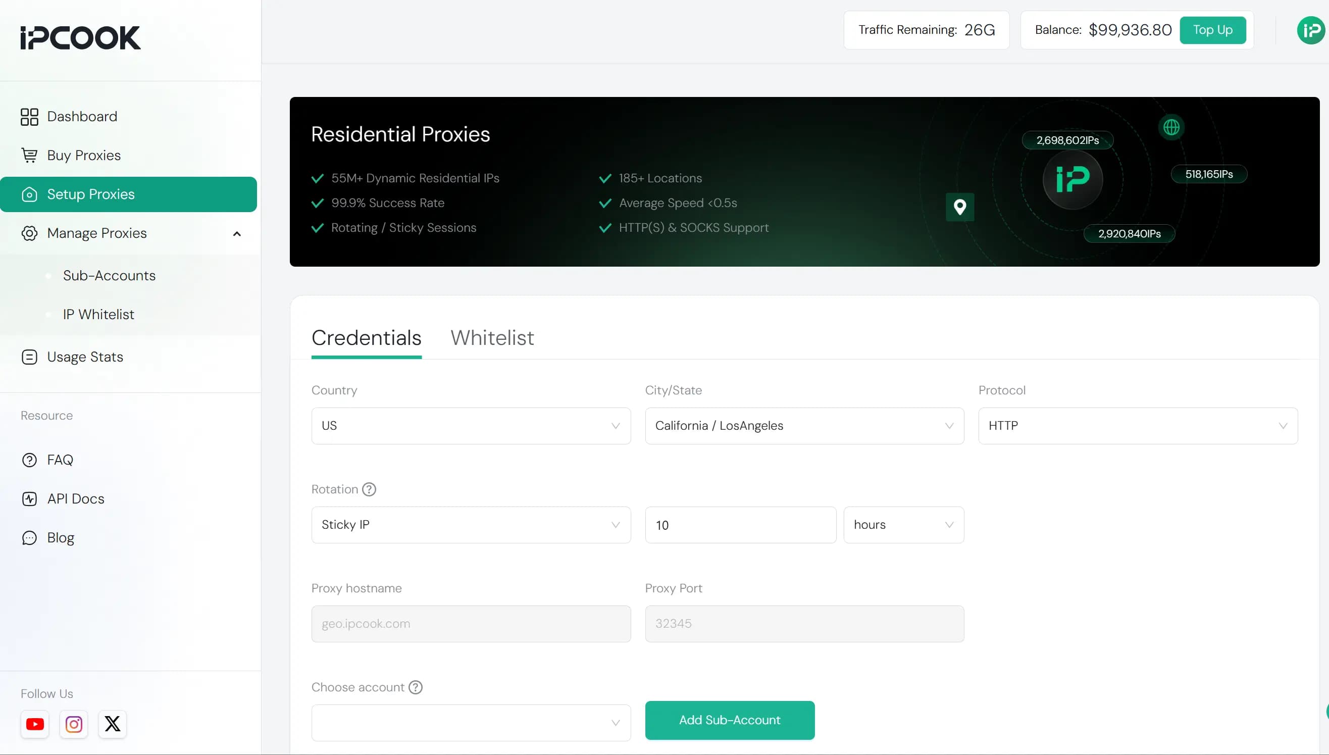 IPcook Proxies Dashboard