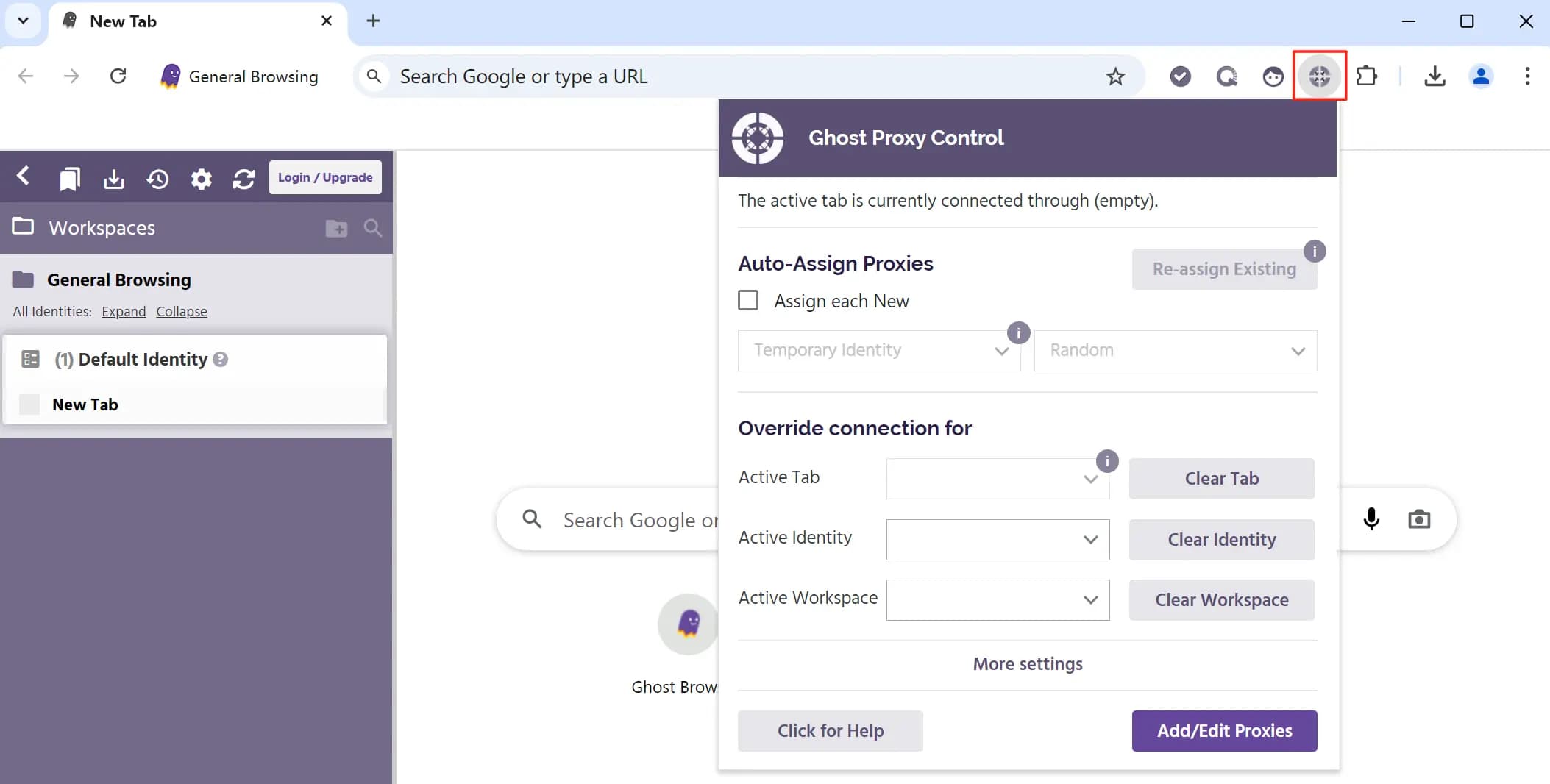 Ghost Browser Toolbar with Ghost Proxy Control