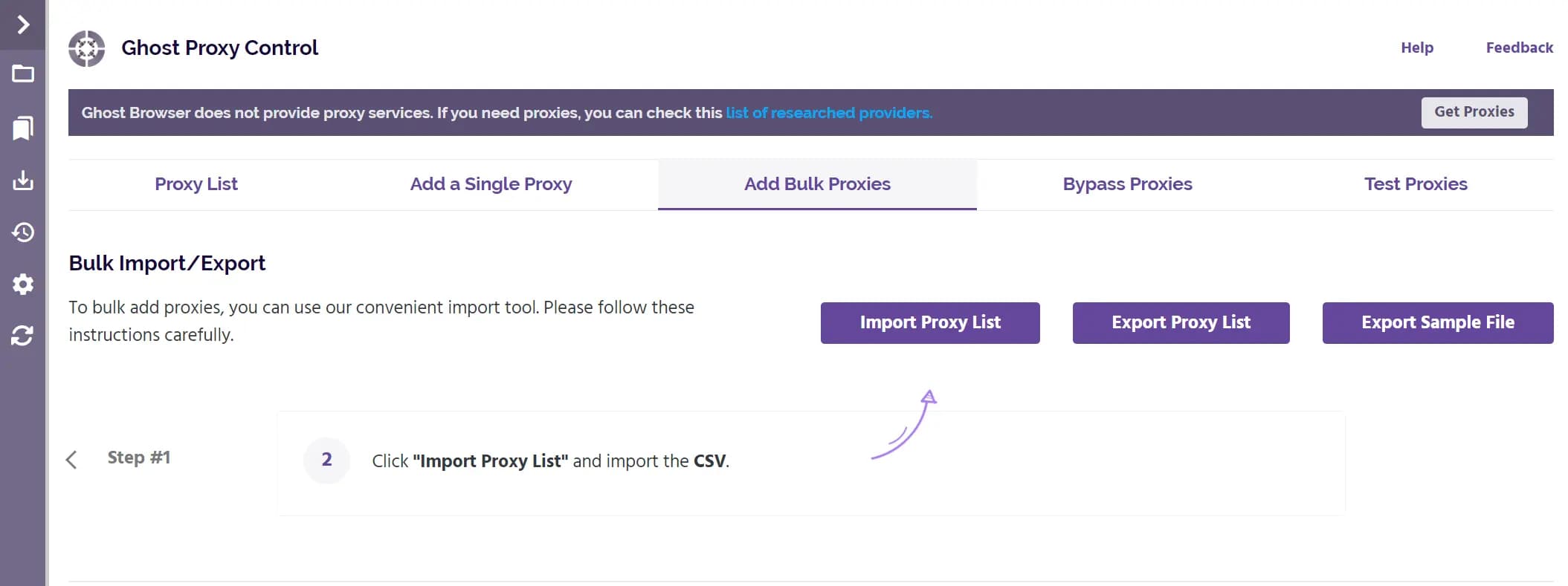 Ghost Proxy Control Import Proxy List