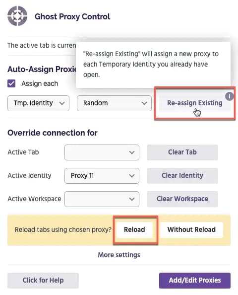 Ghost Proxy Control Re-assign Existing Proxies