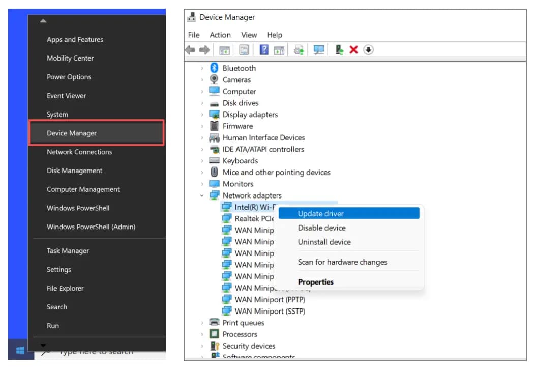 Windows Device Manager update network driver