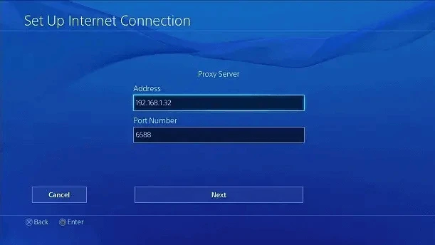 Enter IP Address and Port Number on PS5