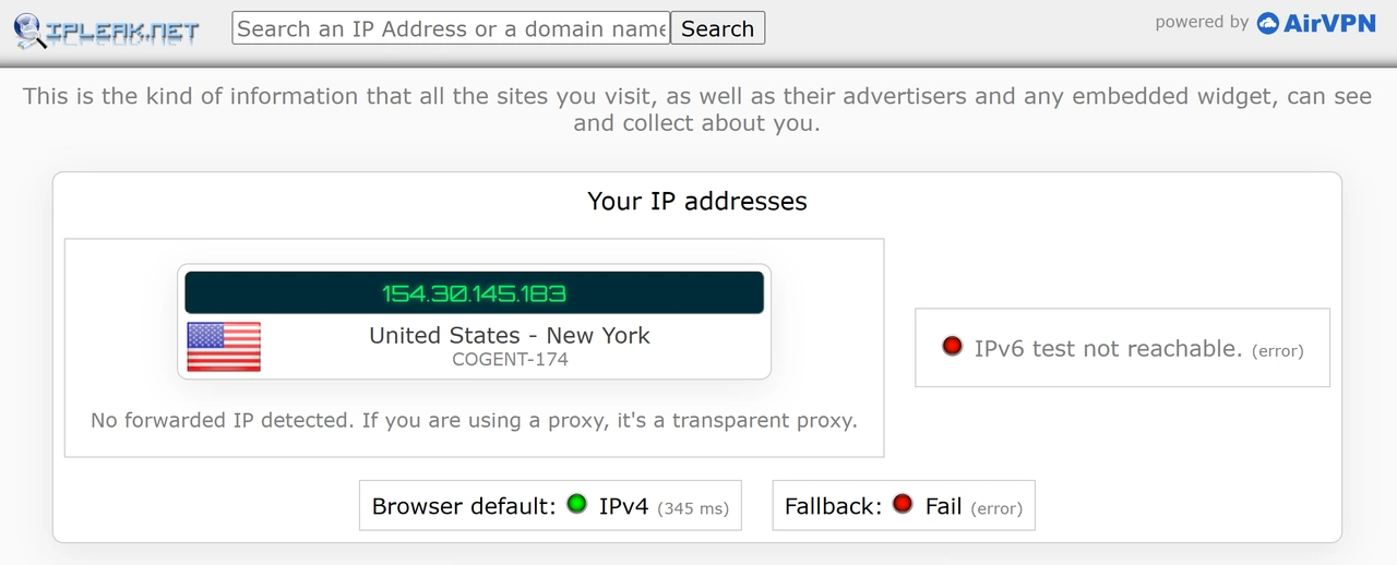 IPv6 test not reachable