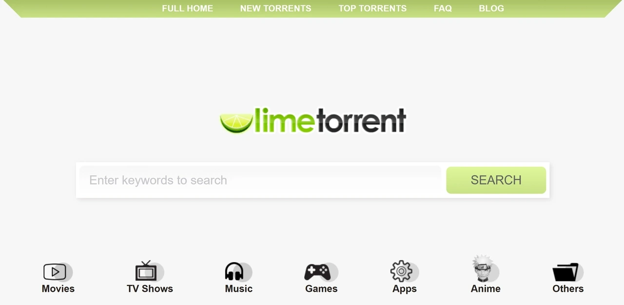 LimeTorrents homepage