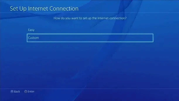 Select Custom Setup on PS5
